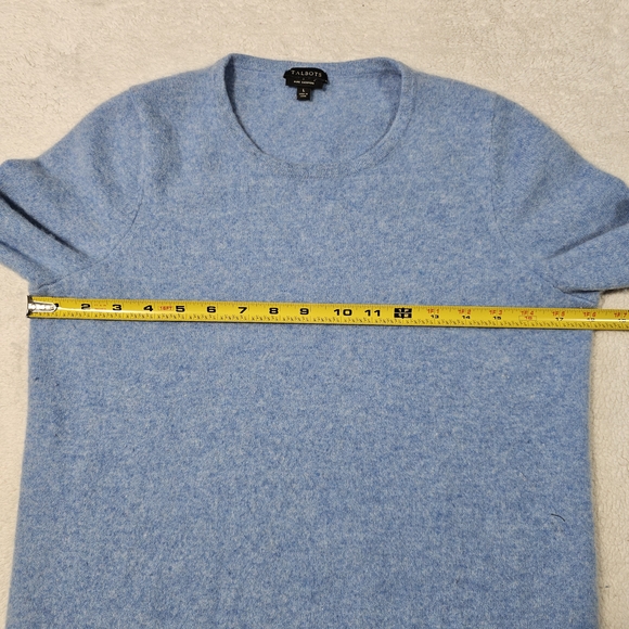 Talbots Soft Blue Cashmere Sweater Button Cuff - Picture 11 of 12